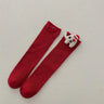 Christmas Kids Socks Winter Warm Knitted Cotton Knee High Socks For Girls Children Cartoon Red Long Sock Leg Warmer