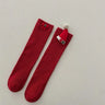 Christmas Kids Socks Winter Warm Knitted Cotton Knee High Socks For Girls Children Cartoon Red Long Sock Leg Warmer