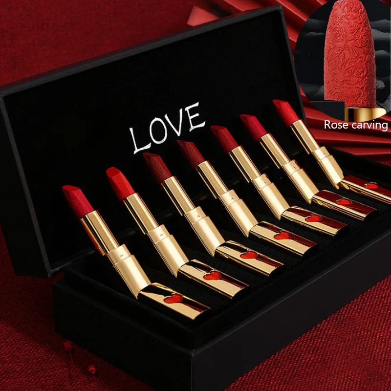 Christmas Lipstick Set Wooden Box Lip Gloss Collection Not Easy to Fade Moisturizing Nude Makeup Kit Birthday Gift 10 Pcs