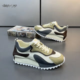 Chunky Sneakers Men Cover Bottom Board Shoes Fashion Casual Microfiber Leather Mesh Breathable Increased Internal Platform Shoes