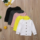 Citgeett Spring Solid Newborn Infant Kids Baby Girls Clothes Button Knitted Sweater Cardigan Coat Tops