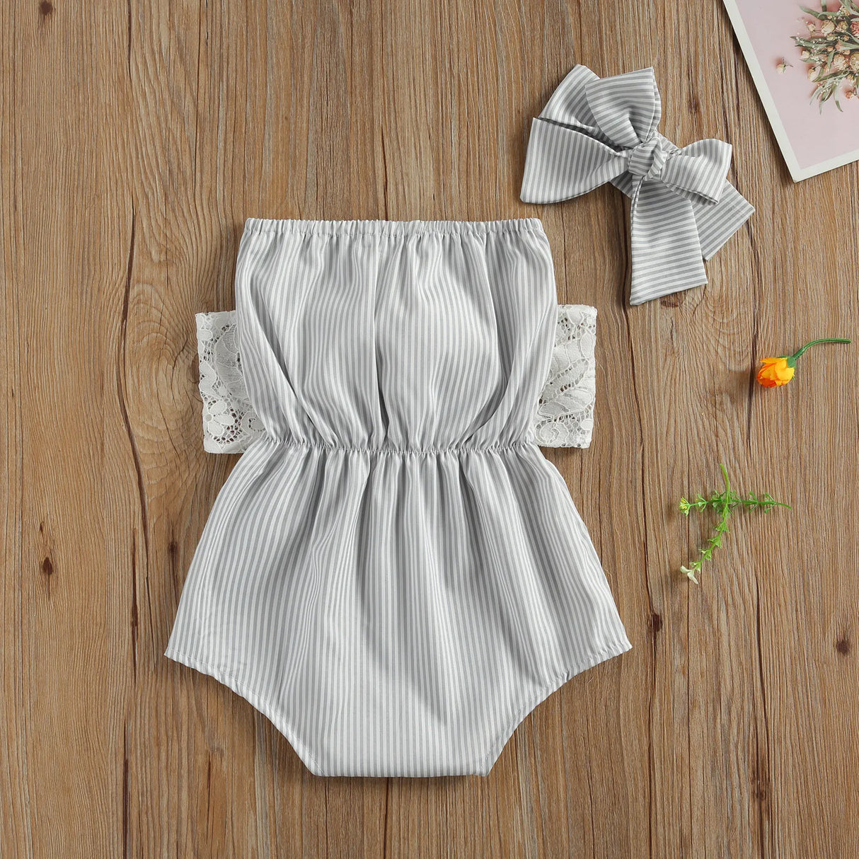 Citgeett Summer 0-24M Princess Baby Girls Bodysuits One-Piece Sleeveless Striped Lace Floral Bowknot Jumpsuits Clothes