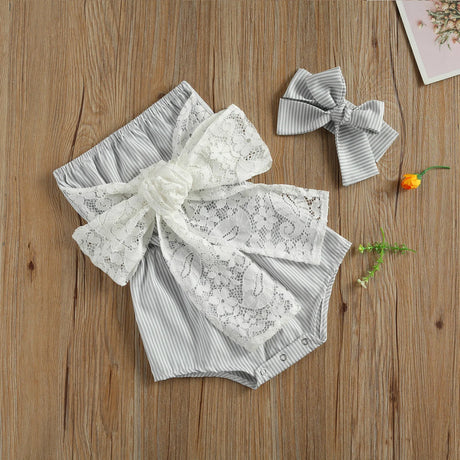 Citgeett Summer 0-24M Princess Baby Girls Bodysuits One-Piece Sleeveless Striped Lace Floral Bowknot Jumpsuits Clothes