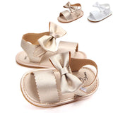 Citgeett Summer Baby Girls Sandals Bowknot Anti-Slip Crib Shoes Soft Sole Summer Solid