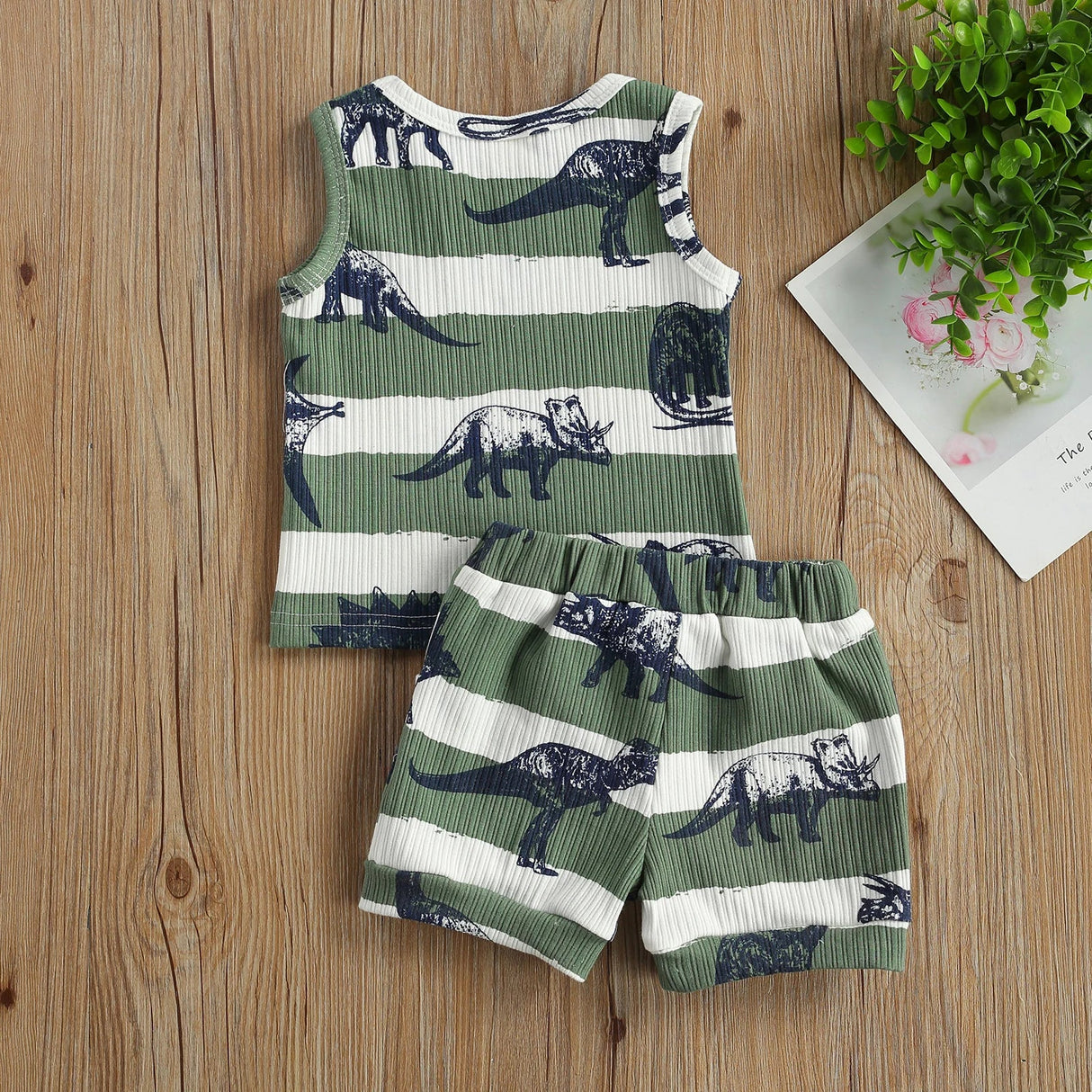 Citgeett Summer Infant Baby Boys Girls Tracksuits Cartoon Dinosaur Print Sleeveless Vest + Elastic Shorts Clothes Set