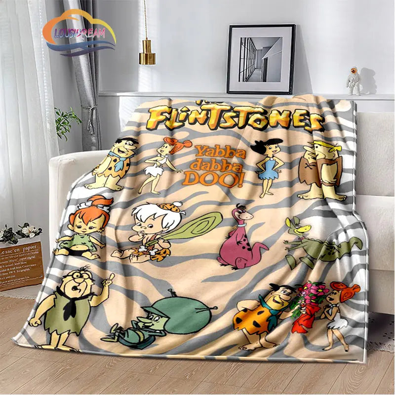 Classic Cartoon Blanket Flintstones Fashion flannel Fluffy Throw  Gift for Children and Adults Sofa  Bed Warm s