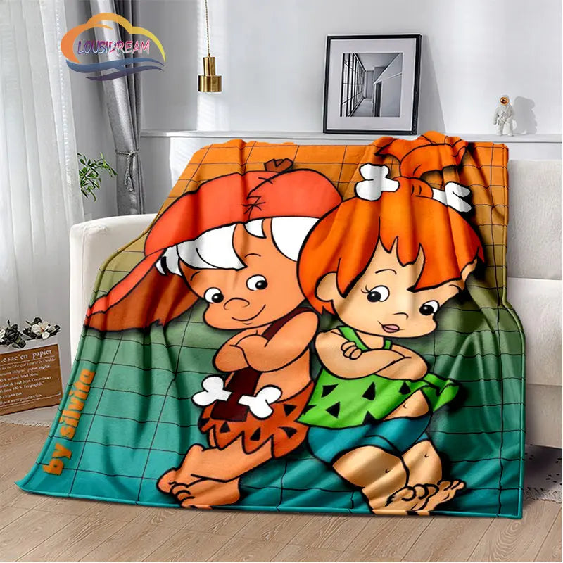 Classic Cartoon Blanket Flintstones Fashion flannel Fluffy Throw  Gift for Children and Adults Sofa  Bed Warm s