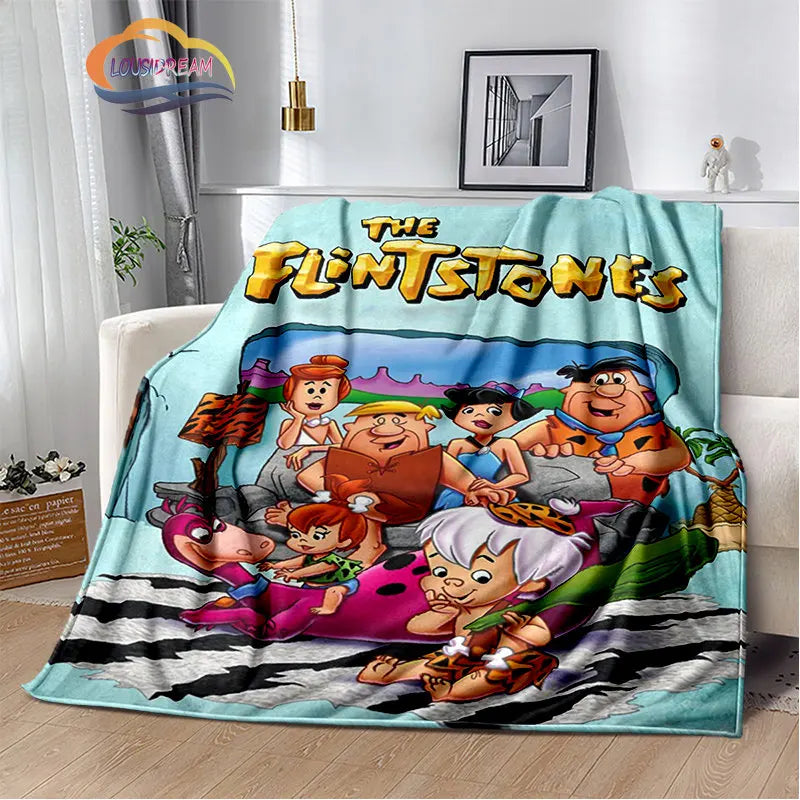 Classic Cartoon Blanket Flintstones Fashion flannel Fluffy Throw  Gift for Children and Adults Sofa  Bed Warm s