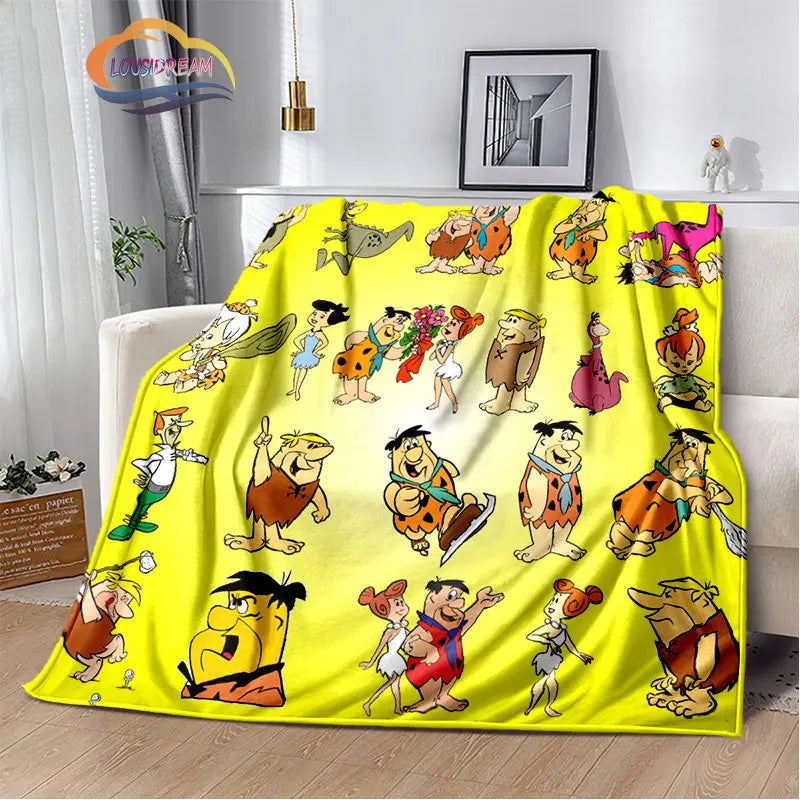 Classic Cartoon Blanket Flintstones Fashion flannel Fluffy Throw  Gift for Children and Adults Sofa  Bed Warm s