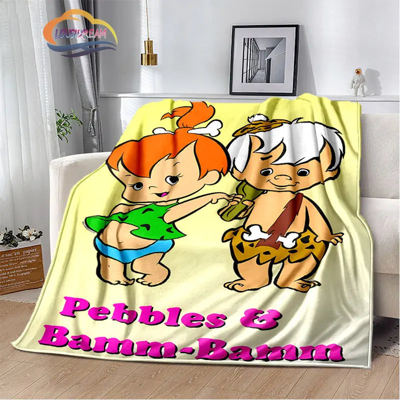 Classic Cartoon Blanket Flintstones Fashion flannel Fluffy Throw  Gift for Children and Adults Sofa  Bed Warm s