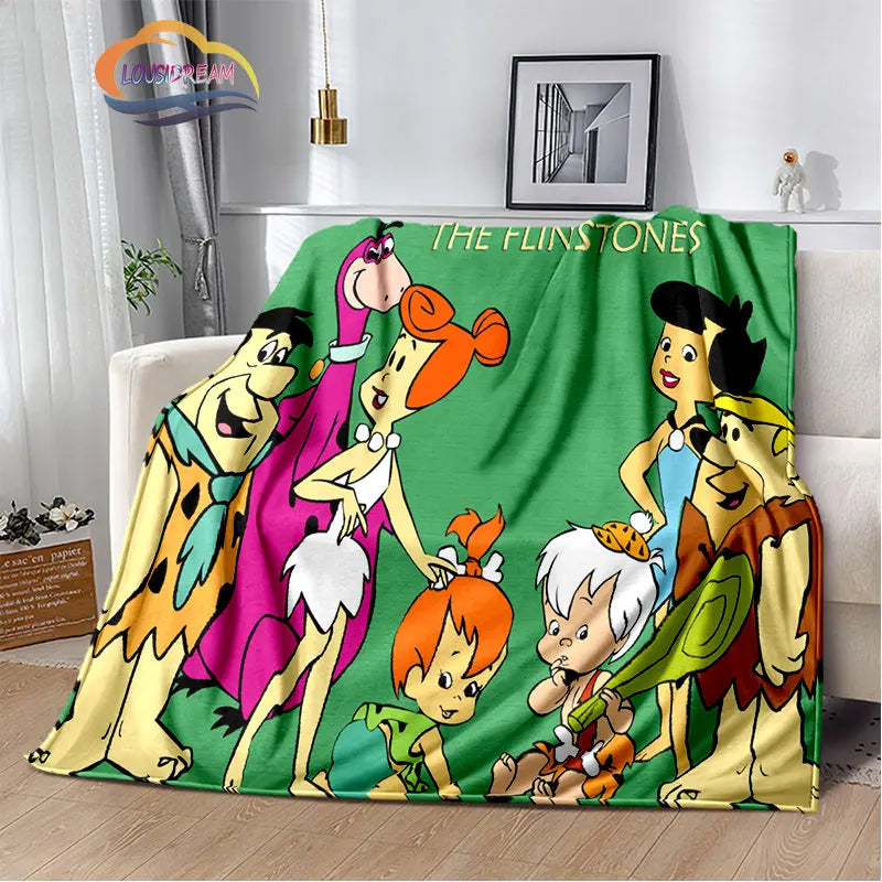 Classic Cartoon Blanket Flintstones Fashion flannel Fluffy Throw  Gift for Children and Adults Sofa  Bed Warm s