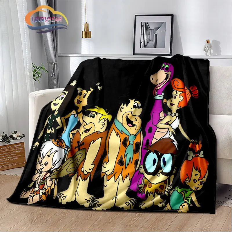 Classic Cartoon Blanket Flintstones Fashion flannel Fluffy Throw  Gift for Children and Adults Sofa  Bed Warm s