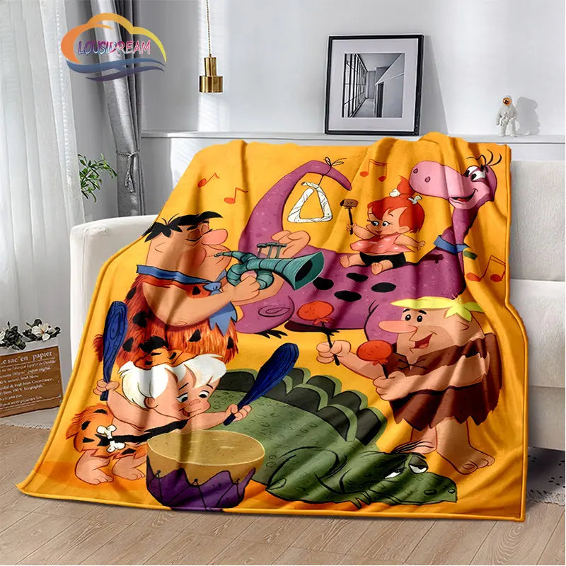 Classic Cartoon Blanket Flintstones Fashion flannel Fluffy Throw  Gift for Children and Adults Sofa  Bed Warm s