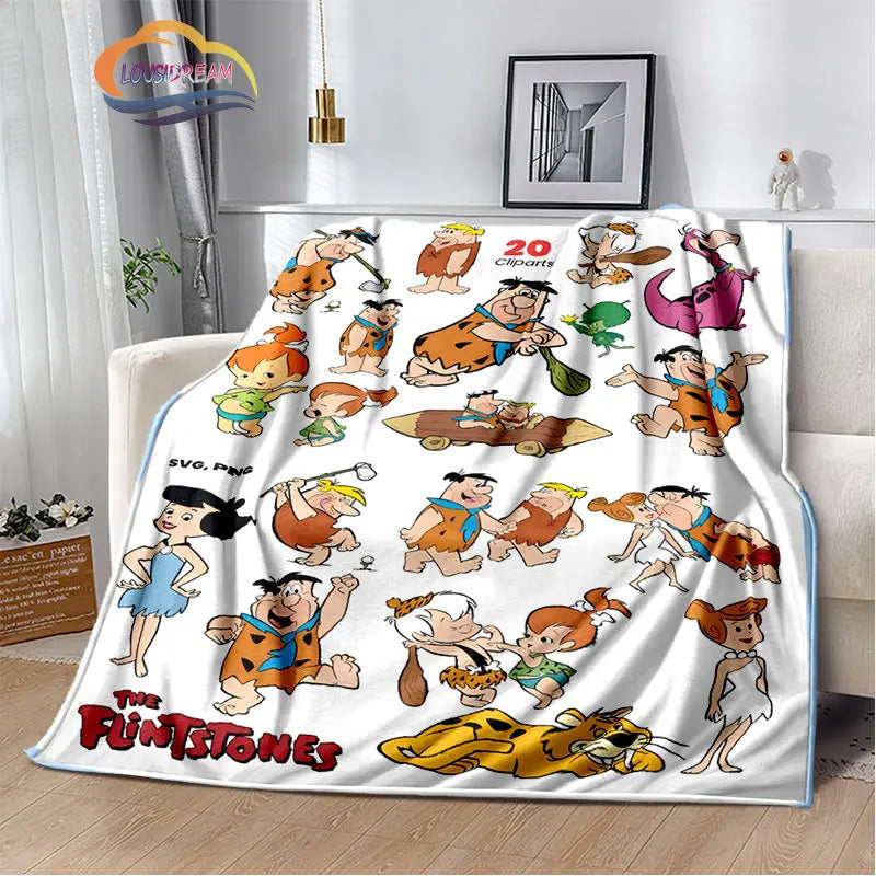 Classic Cartoon Blanket Flintstones Fashion flannel Fluffy Throw  Gift for Children and Adults Sofa  Bed Warm s