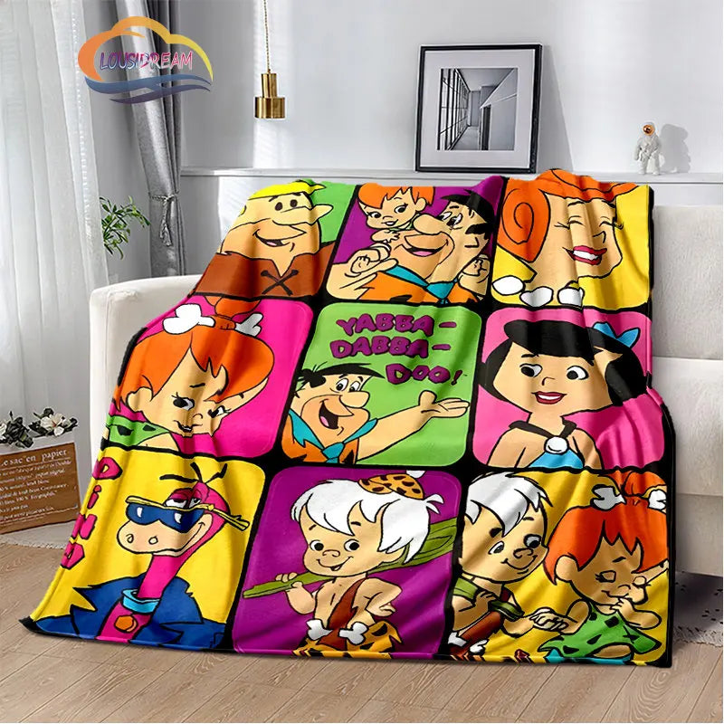 Classic Cartoon Blanket Flintstones Fashion flannel Fluffy Throw  Gift for Children and Adults Sofa  Bed Warm s