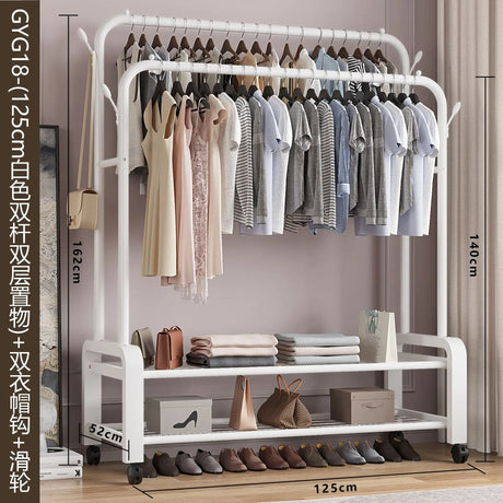 Clothes Racks Hotel Furniture for Wardrobe Room Hanger Floor Standing Coat Rack Folding Portable Cabinets Shelving Shoe-shelf