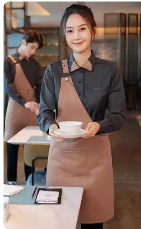 Coffee Shop Work Clothes Spring and Autumn Female Baking Cake Shop Waiter Uniform Catering Custom Western Restaurant Workwear