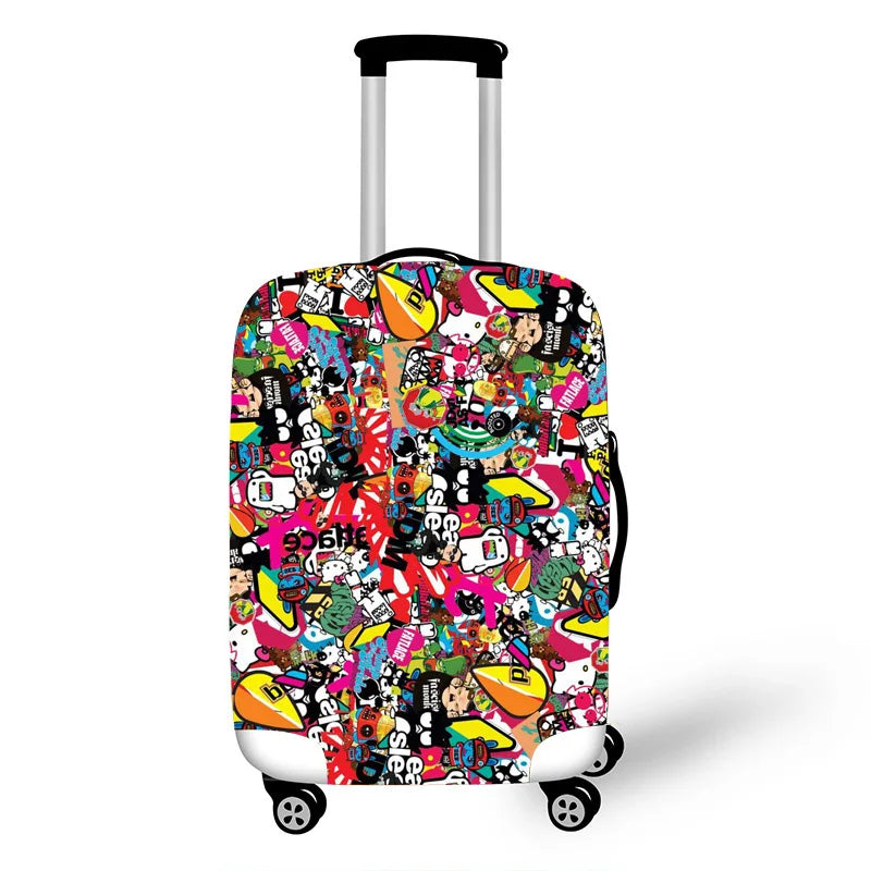 Colorful Graffiti Thicken Luggage Cover Elastic Baggage Cover Suitable 19 To 32 Inch Suitcase Case Dust Cover Travel Accessories