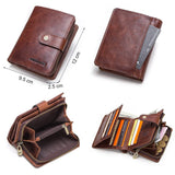 Contact'S Genuine Leather Wallets Women Men Wallet Short Small RFID Blocking Card Holder Wallets Ladies Red Coin Purse