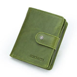 Contact'S Genuine Leather Wallets Women Men Wallet Short Small RFID Blocking Card Holder Wallets Ladies Red Coin Purse