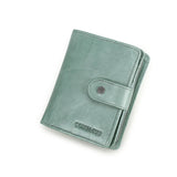 Contact'S Genuine Leather Wallets Women Men Wallet Short Small RFID Blocking Card Holder Wallets Ladies Red Coin Purse