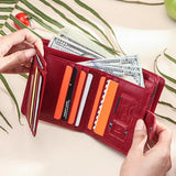 Contact'S Genuine Leather Wallets Women Men Wallet Short Small RFID Blocking Card Holder Wallets Ladies Red Coin Purse