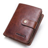 Contact'S Genuine Leather Wallets Women Men Wallet Short Small RFID Blocking Card Holder Wallets Ladies Red Coin Purse