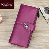 Contact'S Long Wallet Women Genuine Leather Female Clutch Wallets Zipper Phone Pocket Purse Money Bag with AirTag Slot