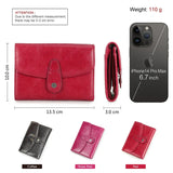 Contact'S Small Wallet Women Genuine Leather ID Credit Cards Holder Wallets Red Fashion Hasp Trifold Purse Case Soild Pattern