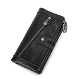 Contact's Free Engraving Genuine Leather Wallet Men Zipper Capacity Male Long Money Purse Phone Pocket Card Holder New Portfel