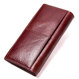 Contact's Genuine Leather Women Long Purse Female Clutches Money Wallets Brand Design Handbag for Cell Phone Card Holder Wallet