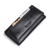 Contact's Genuine Leather Women Long Purse Female Clutches Money Wallets Brand Design Handbag for Cell Phone Card Holder Wallet