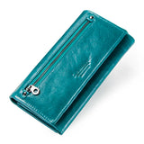 Contact's Genuine Leather Women Long Purse Female Clutches Money Wallets Brand Design Handbag for Cell Phone Card Holder Wallet