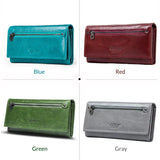 Contact's Genuine Leather Women Long Purse Female Clutches Money Wallets Brand Design Handbag for Cell Phone Card Holder Wallet