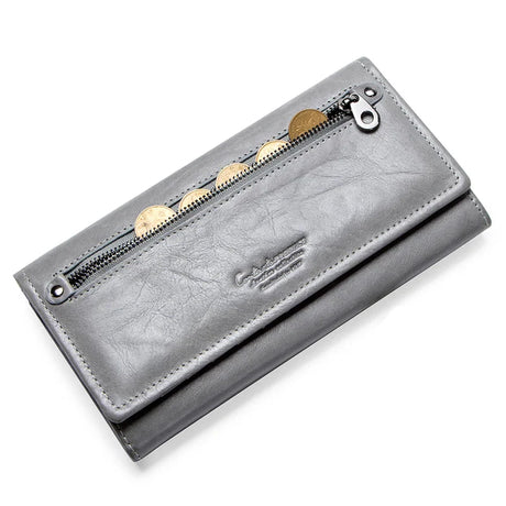 Contact's HOT Genuine Leather Women Wallet High Quality Coin Purse Female Long Clutch Wallet luxury Brand Money Bag Card Holder