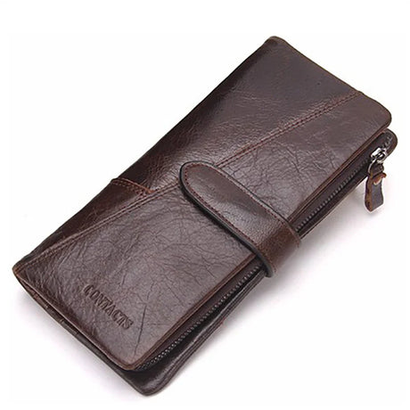 Contact's New Genuine Leather Wallet Fashion Coin Purse For Ladies Women Long Clutch Wallets With Cell Phone Bags Card Holder