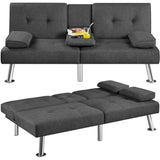 Convertible Sofa Bed Adjustable Fabric Couch Sleeper Modern Recliner Reversible Loveseat Folding Daybed Guest Bed