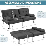 Convertible Sofa Bed Adjustable Fabric Couch Sleeper Modern Recliner Reversible Loveseat Folding Daybed Guest Bed