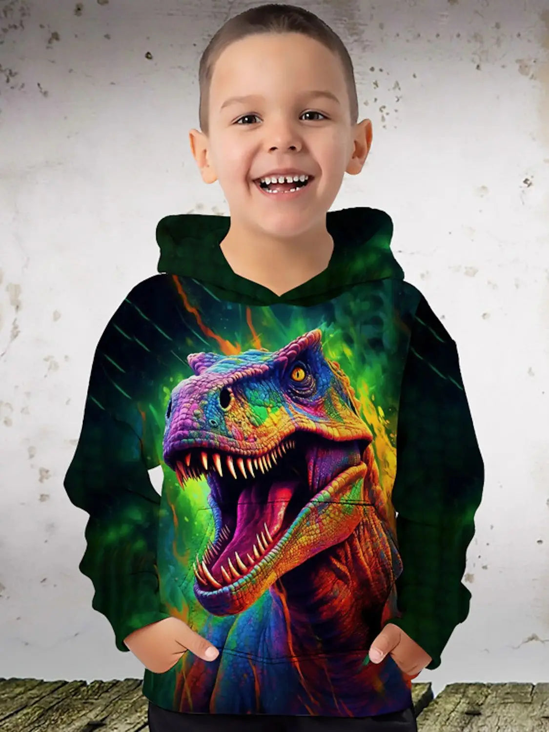 Cool Dinosaur Rawr 3D Print Cute&Cozy Hoodie For Kids Boys - Keep Him Warm And Stylish