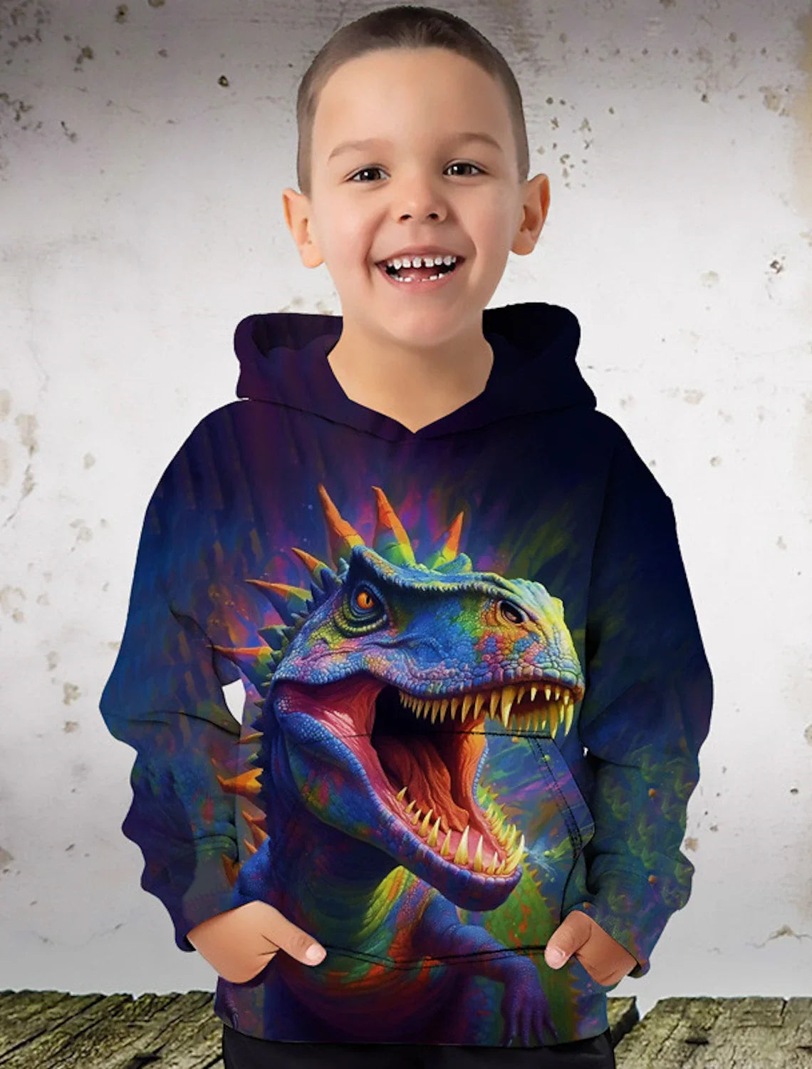 Cool Dinosaur Rawr 3D Print Cute&Cozy Hoodie For Kids Boys - Keep Him Warm And Stylish