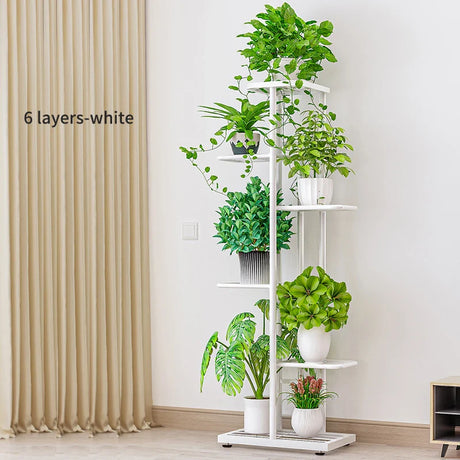 Cordlal Shining Stand For Flowers Iron 6/7/8Layers Plant Holder Storage Shelf Pot Rack Organizer Home Garden Decoration