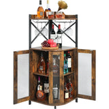 Corner Bar Cabinet with LED Lights, 5-layer Wine Cabinet with Glass Brackets,adjustable Shelves,For Storing Liquor and Wine