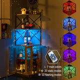 Corner Bar Cabinet with LED Lights, 5-layer Wine Cabinet with Glass Brackets,adjustable Shelves,For Storing Liquor and Wine