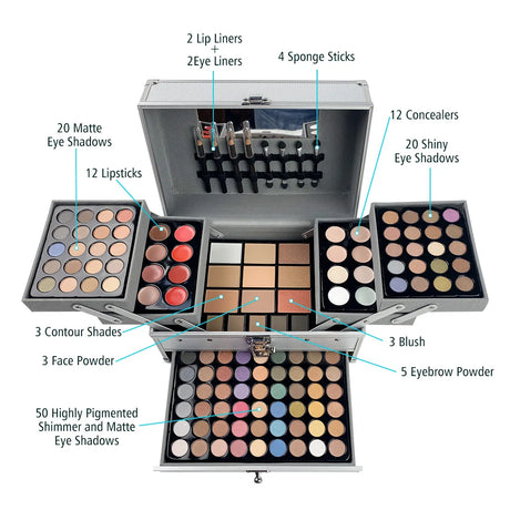 Cosmetics Set Eyeshadow Trimming Tray Lip Frozen Blush Nail Polish Eyebrow Pencil Multifunctional Combination Novice Makeup Box