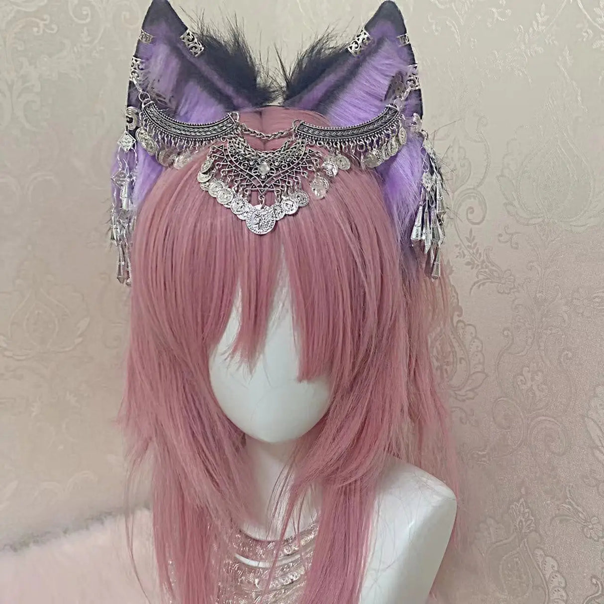 Cosplay Purple Wolf Ears Beast Ears Headband Simulation Anime Lolita Headdress Cute Animal Ears KC Hair Hoop Headwear