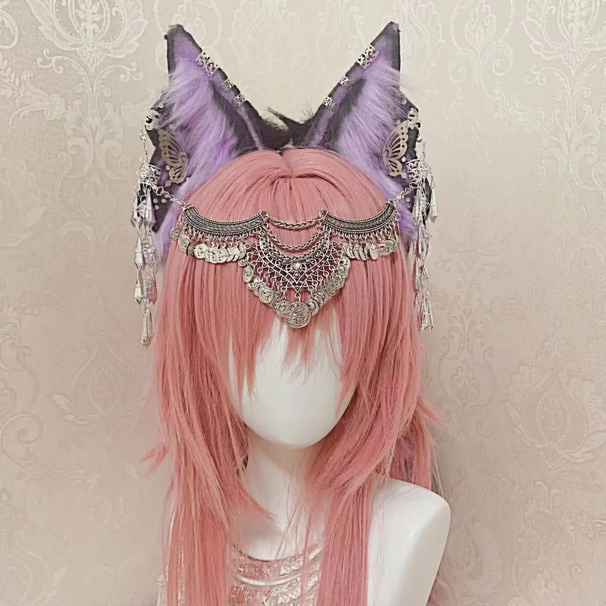 Cosplay Purple Wolf Ears Beast Ears Headband Simulation Anime Lolita Headdress Cute Animal Ears KC Hair Hoop Headwear