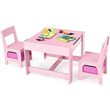 Costzon Kids Table and Chair Set, 3 in 1 Wooden Activity Table with Storage Drawer, Detachable Tabletop for Children