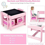 Costzon Kids Table and Chair Set, 3 in 1 Wooden Activity Table with Storage Drawer, Detachable Tabletop for Children