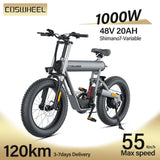 Coswheel T20 Electric Bike Mountain bikes Motorcycles e bike 20Inch Fat tire 48V  20AH Drit Bike 1000W Road Snow Electric Ebike