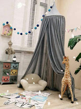 Cotton Certificated Fabric Kids Baldachin Handmade Bed Curtain Netting Cute Hanging Canopy for Nursery Room Deco